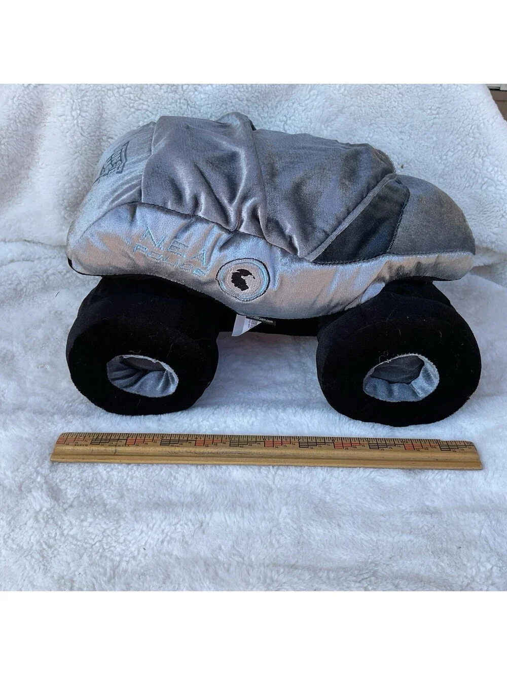 Monster Jam NEA Police Cop Car Truck Plush Pillow Stuffed 13” Toy Silver Black